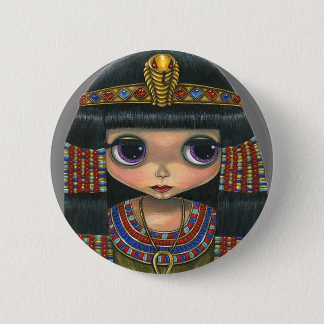 Big Eye Cleopatra Girl Doll Cute 6 Cm Round Badge (Front)