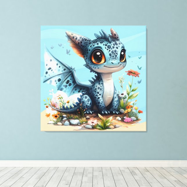 Big Eye Dragon  Canvas Print (Insitu(Wood Floor))