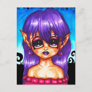 Big Eye Gypsy Elf Girl original Fantasy fairytale  Postcard