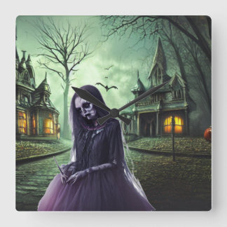 Big Eye Horror Creepy Boo Ghost Square Wall Clock