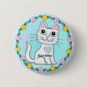 Big Eye Kitten Cat 6 Cm Round Badge