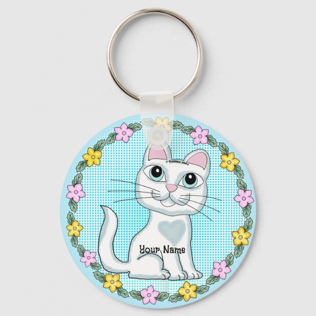 Big Eye Kitten Cat Key Ring (Front)
