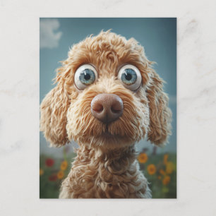 Big-Eyed Australian Labradoodle Holiday Postcard