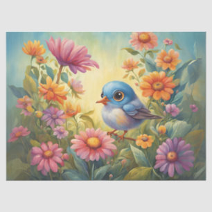 Big-Eyed Baby Bird in the Garden Tissue Paper