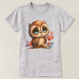 Big Eyed Blue Eyed Owl On Branch Graphic T-Shirt