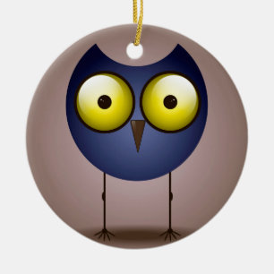 Big Eyed Blue Owl Ornament Round