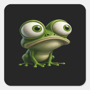 Big-Eyed Cartoon Frog Square Sticker
