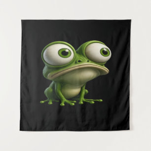 Big-Eyed Cartoon Frog Tapestry