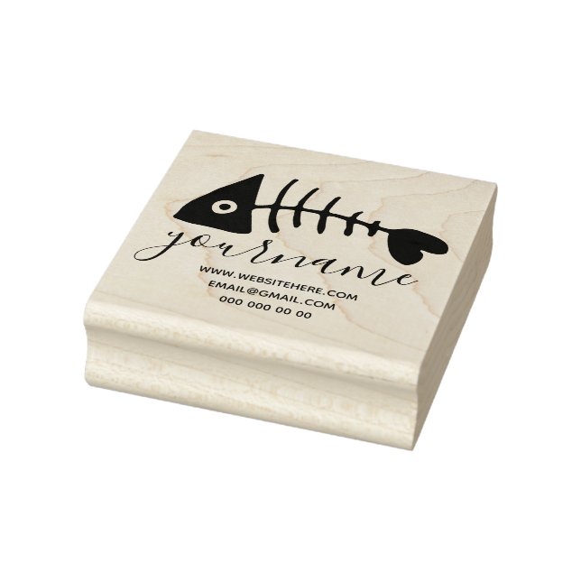 Big Eyed Fish Skeleton Rubber Stamp (Stamp)