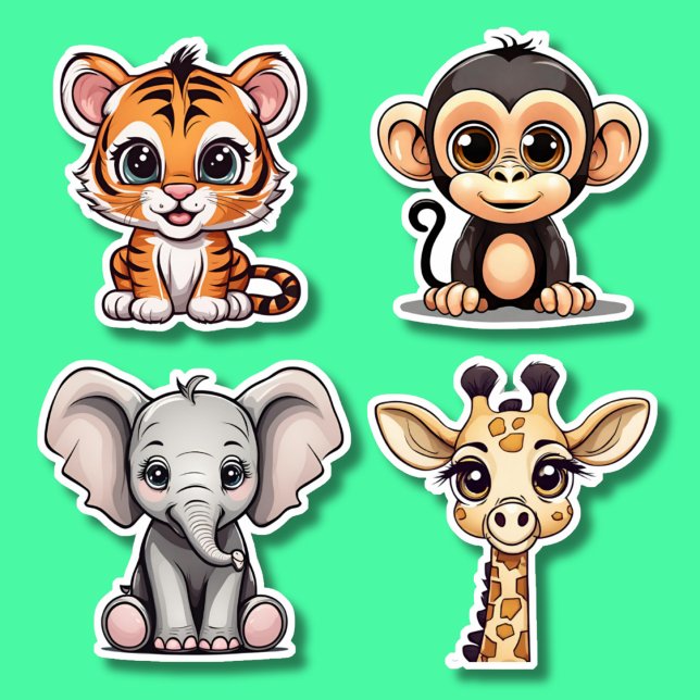 Big Eyed Kawaii Style Jungle Animal Set Waterproof (Creator Uploaded)