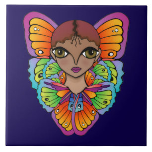 Big Eyes & Butterflies design Tile