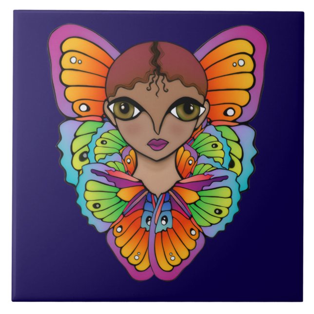 Big Eyes & Butterflies design Tile (Front)