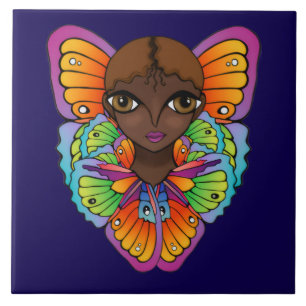 Big Eyes & Butterflies design Tile