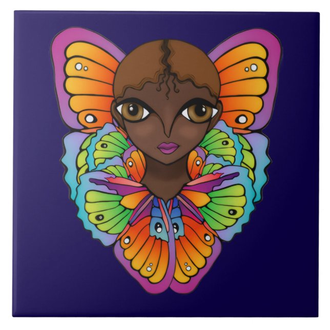 Big Eyes & Butterflies design Tile (Front)