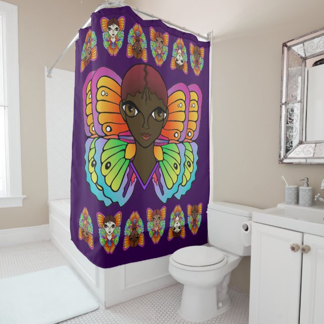 Big Eyes & Butterfly Wings Shower Curtain (In Situ)