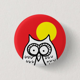 Big Eyes Cartoon Owl and Moon 3 Cm Round Badge