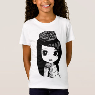 Big Eyes cute Girl Fedora hat Original Art T-Shirt