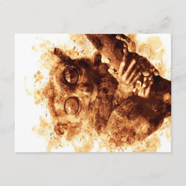 Big Eyes Monkey Coffee Art_633c3e6ae98b6de43e0a6dc Holiday Postcard (Front)