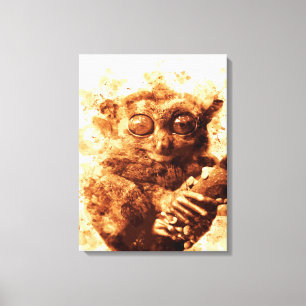 Big Eyes Monkey Coffee Art  Funny Monkey  Design Canvas Print
