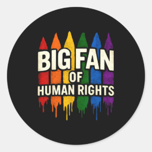 Big Fan Of Human Rights Rainbow Vintage Colorful  Classic Round Sticker