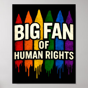 Big Fan Of Human Rights Rainbow Vintage Colorful Poster