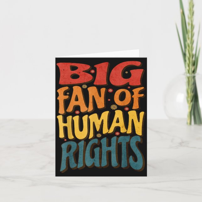 Big Fan Of Human Rights Retro Style For Womens  Card (Front)