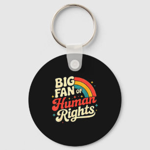 Big fan of human rights vintage rainbow social key ring
