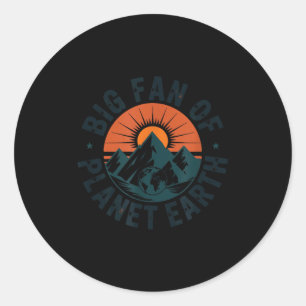 Big fan of planet earth retro 70s rainbow earth da classic round sticker