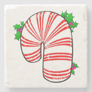 Big Fat Candy Cane Stone Coaster