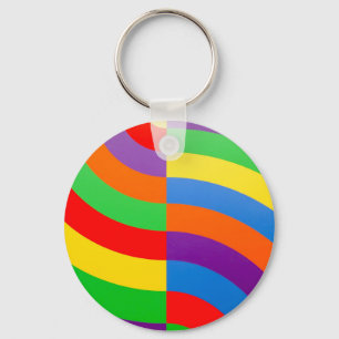 BIG FAT RAINBOW STRIPES CIRCLES  KEY RING