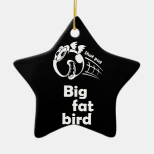 Big fat shot put bird ceramic tree decoration