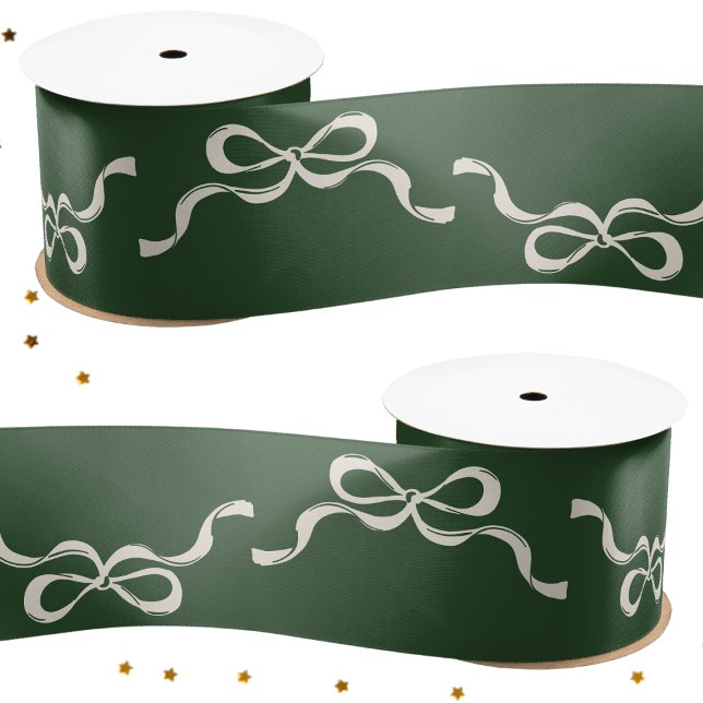 Big Festive Bows Green Christmas Holiday Satin Ribbon (Creator Uploaded)