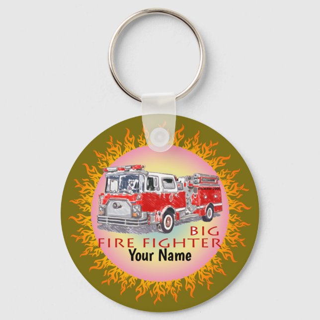 Big Firetruck firefighter  Key Ring (Front)