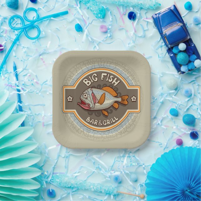 Big Fish Bar And Grill Poster Paper Plate (Party)