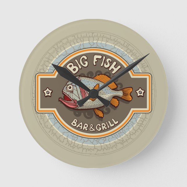 Big Fish Bar And Grill Poster Round Clock (Front)