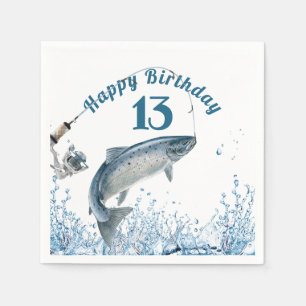 Big Fish In Water 13th Birthday Party Napkins
