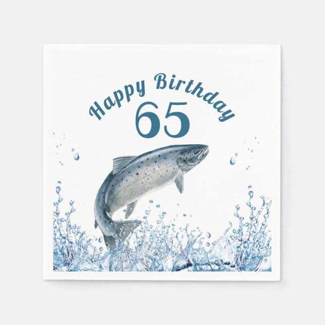 Big Fish In Water 65th Birthday Party Napkins (Front)