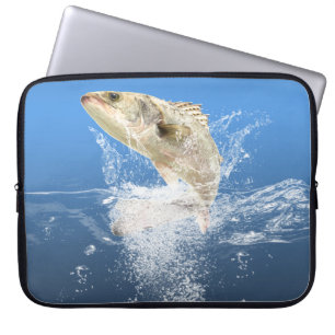 Big Fish Splashing Blue Water Laptop Sleeve
