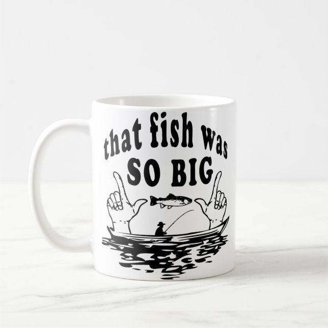 Big Fish Story funny coffee mug (Left)