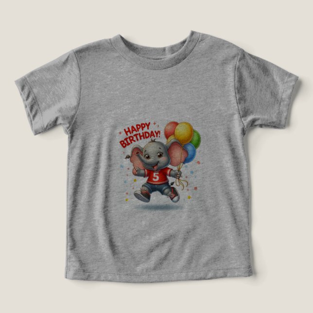 Big Five Celebration: Elephant with Balloons Toddl (Design Front)