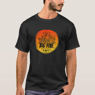Big Five Of Africa Safari Vintage Elephant, Lion, T-Shirt