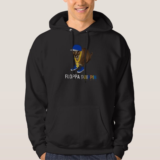 Big Floppa Drippin  Caracal Big Cat Meme Hoodie (Front)