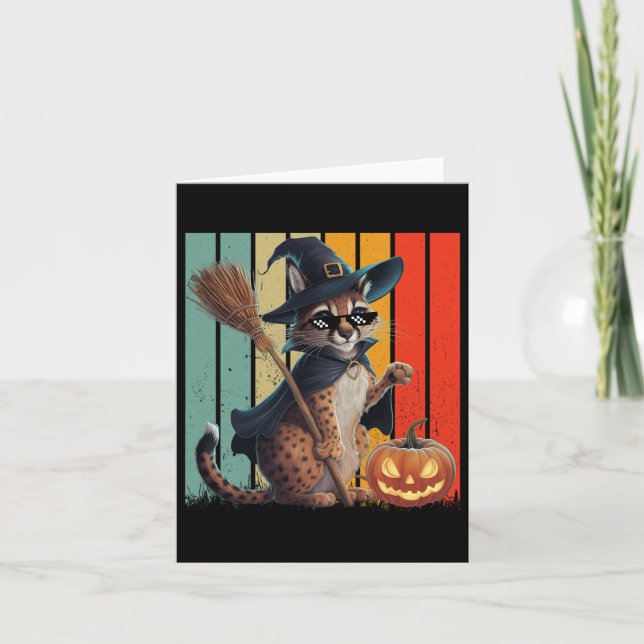 Big Floppa Meme Caracal Cat Halloween  Card (Front)