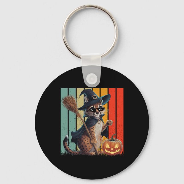 Big Floppa Meme Caracal Cat Halloween  Key Ring (Front)