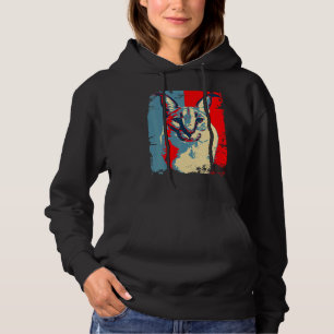 Big Floppa Meme cat Cute  Caracal Cat retro distre Hoodie