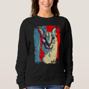 Big Floppa Meme cat Cute Caracal Cat retro distres Sweatshirt