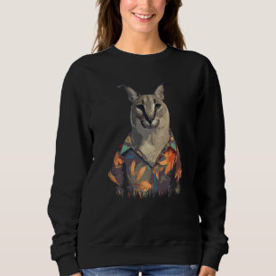 Big Floppa Meme cat Cute funny Caracal Cat hawaii Sweatshirt