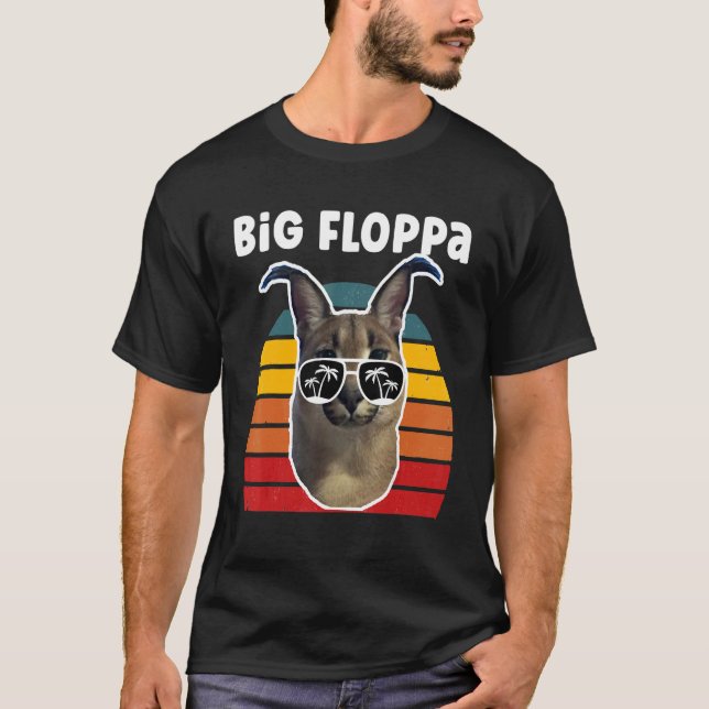 Big Floppa Meme Cat T-Shirt (Front)