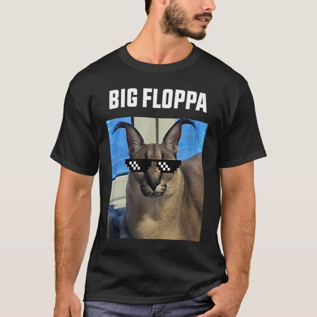 Big Floppa Meme Cat T-Shirt (Front)