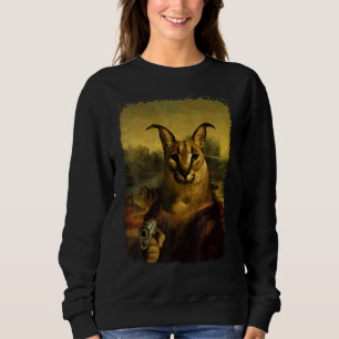 Big Floppa Meme  Cute Caracal Cat with gun Sweatshirt